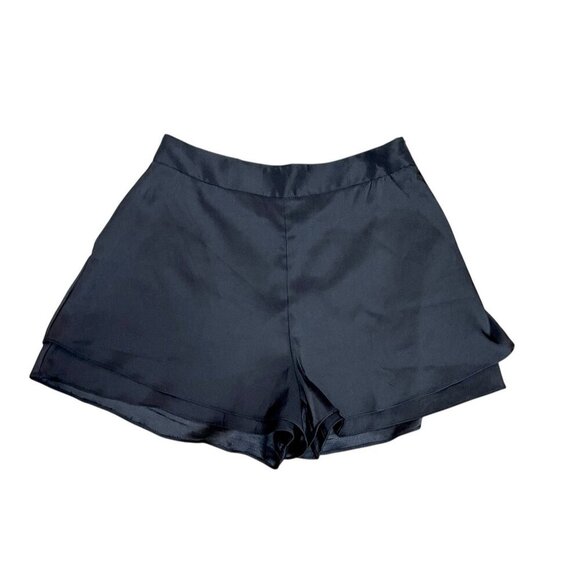 Lulus‎ Women's Dressy Shorts Black Sheen High Waisted Layered Hem Zip Size M - Picture 8 of 12